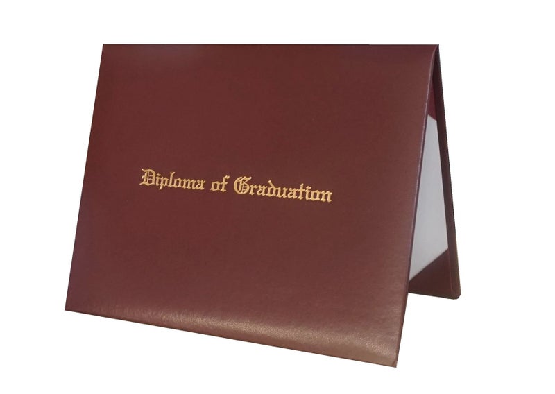 Certificate Cover Imprinted "Diploma of Graduation" Smooth Diploma Cover 8.5" x 11" Grad Days (Brown)
